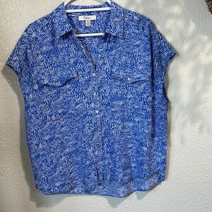 Women’s XL Blue and White Button Down Shirt C by one